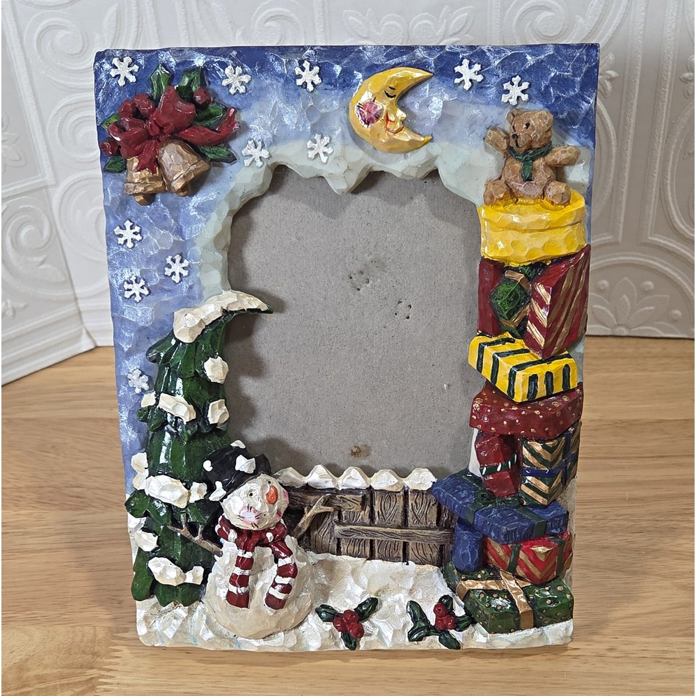 Figi Graphics 4x6 Resin Christmas Snowman Holiday Photo Frame, Freestanding